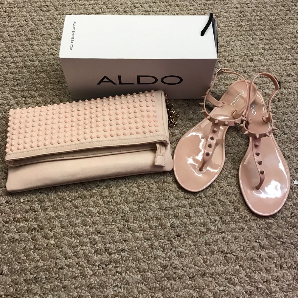 Aldo's Nude color-spike purse and spike  sandals