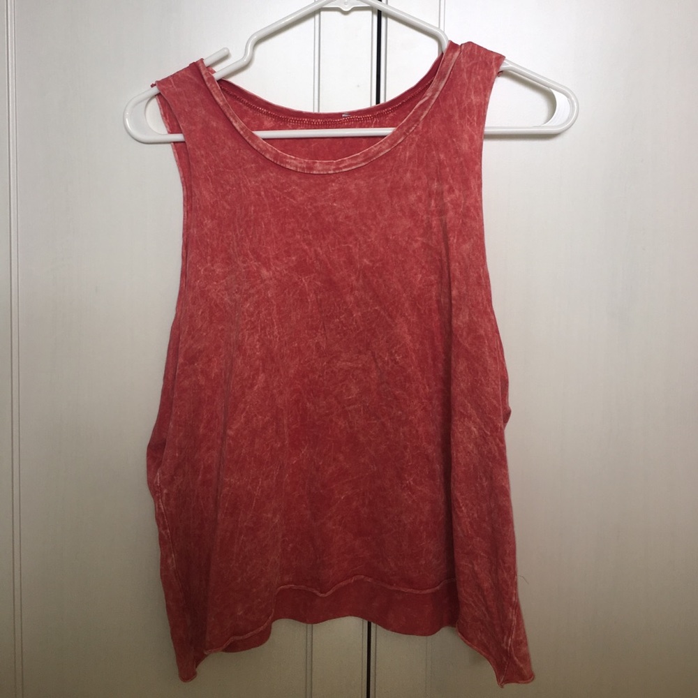 Red acid wash muscle tank