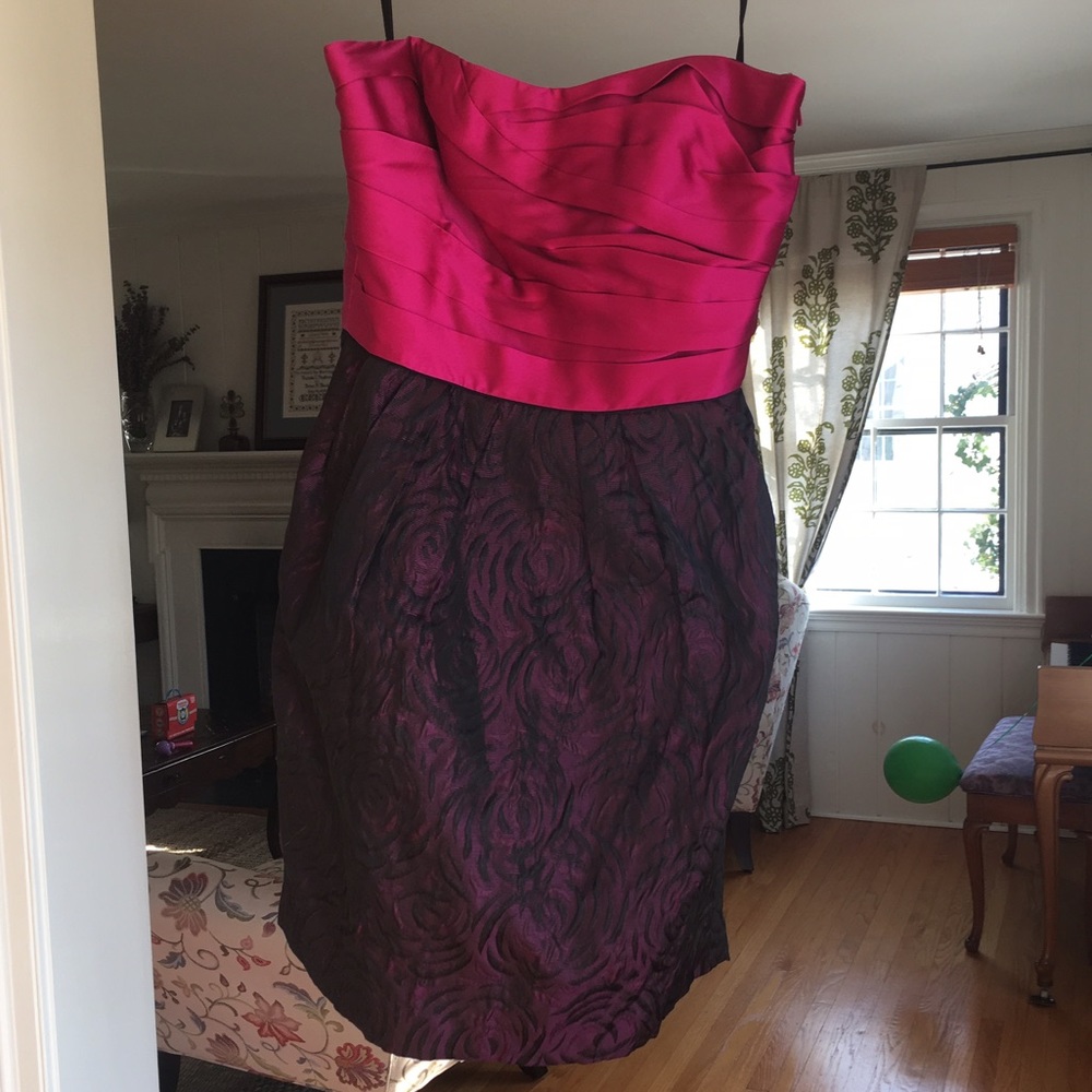 Hot pink strapless cocktail dress