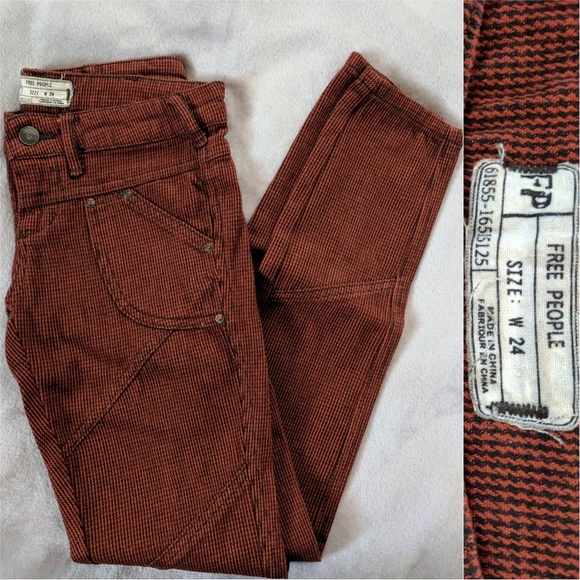 Free People Pants - Free People Seamed Houndstooth Pants Rust 24