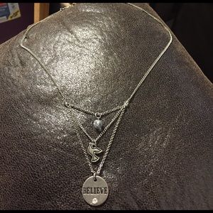 Silver Adjustable Chain Believe Necklace