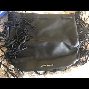 Black fringe backpack