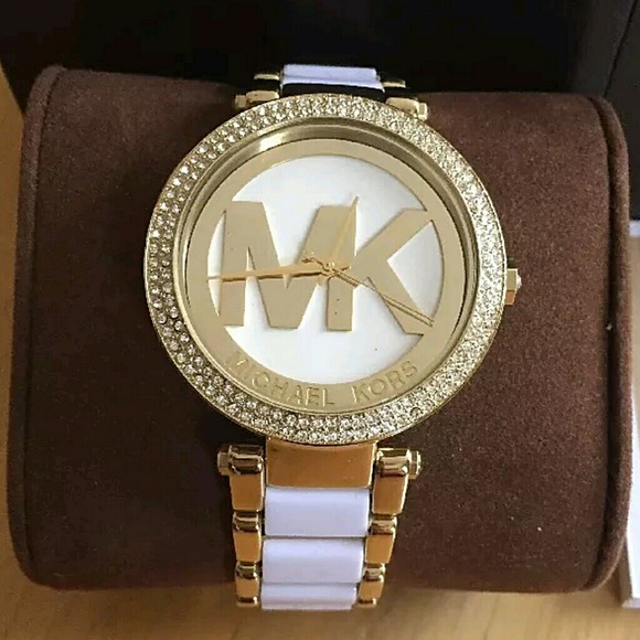 NWT Michael Kors white and gold watch