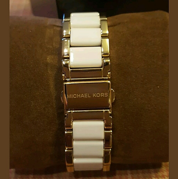 NWT Michael Kors white and gold watch
