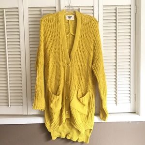 Yellow Knit Long Cardigan