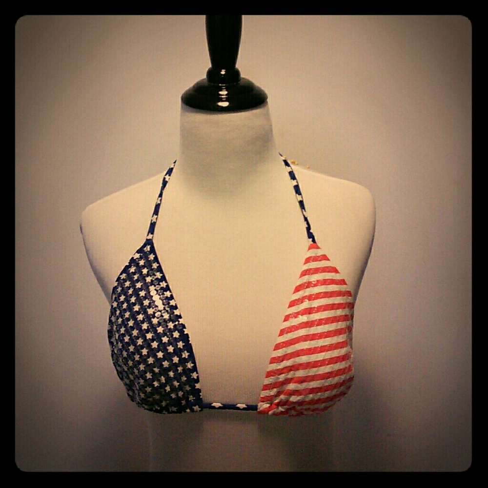 American Flag Sparkle Bikini Top