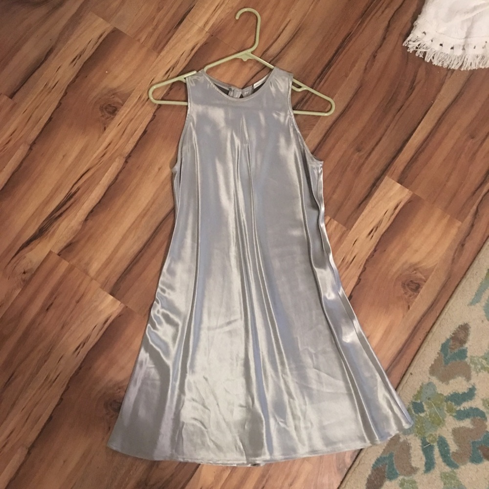 Silver satin mod style dress