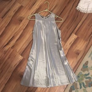 Silver satin mod style dress