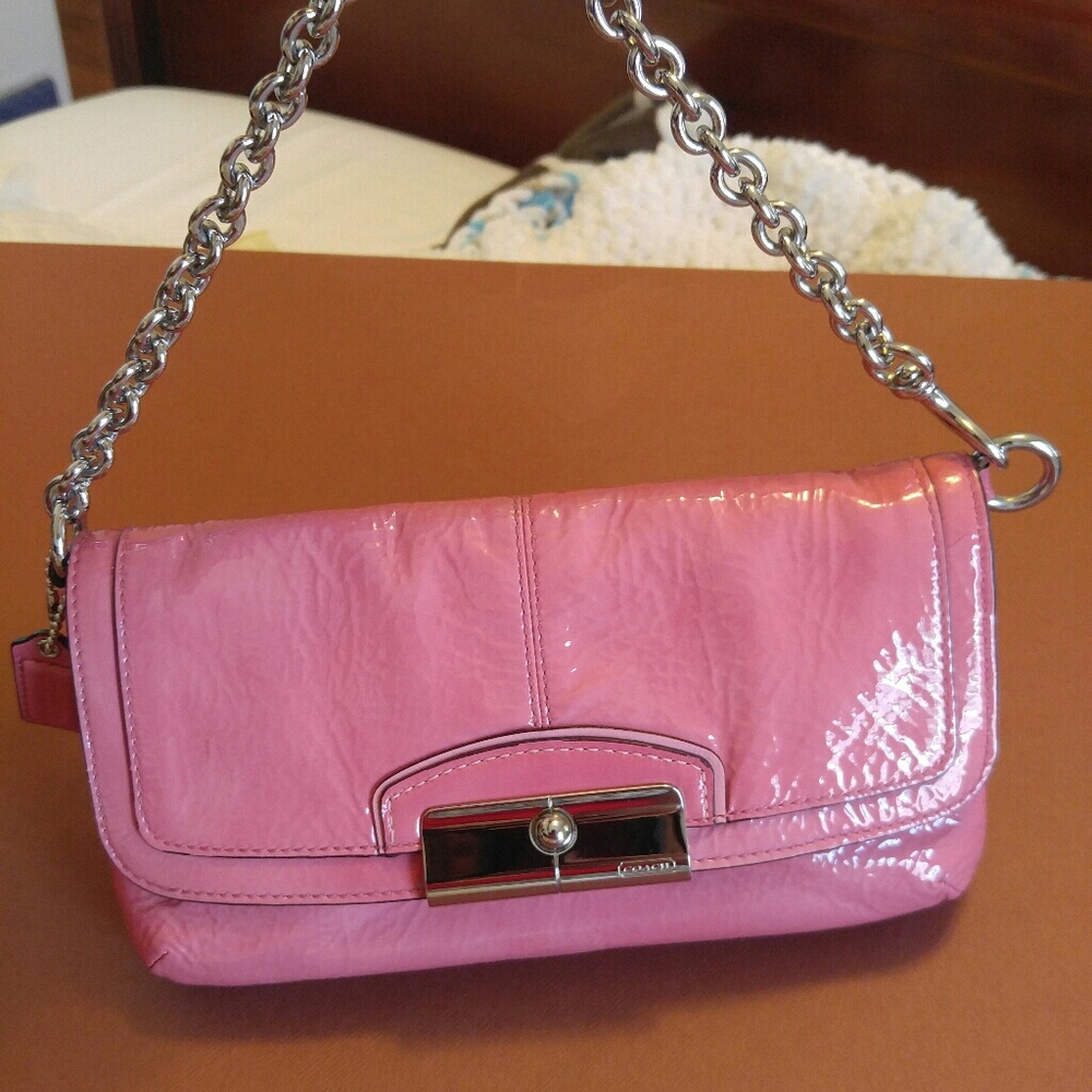 Sold**Coach patent leather clutch/wristlet/shoulder bag