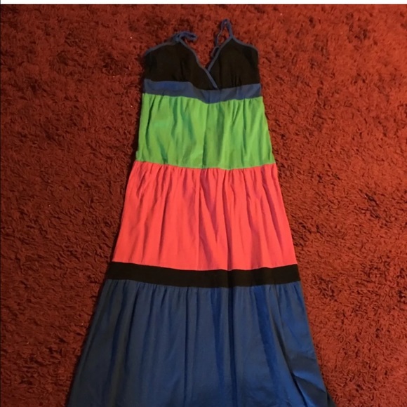 MKM DESIGNS SOZE MEDIUM TRI COLOR MAXI DRESS - Picture 2 of 6