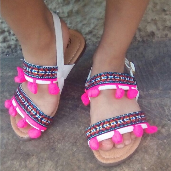 Girl Leather Sandals Turquoise & Purple Toddler Sz - Picture 2 of 2