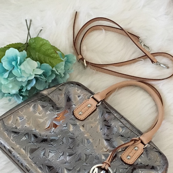 NWOT Michael Kors Large Metallic Gunmetal Satchel - Picture 2 of 5