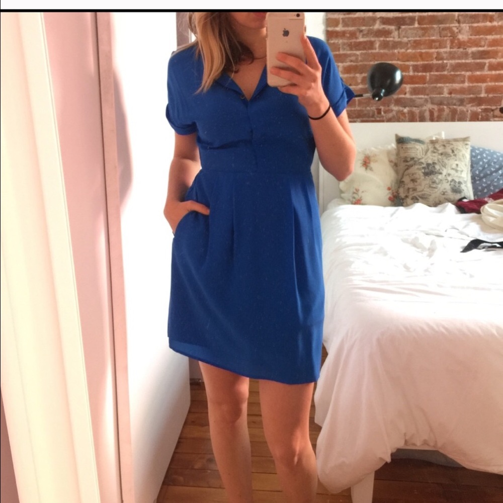 madewell dress + UO polkadot blouse, bundled