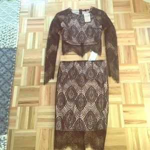 Boutique lace crop & skirt, never worn