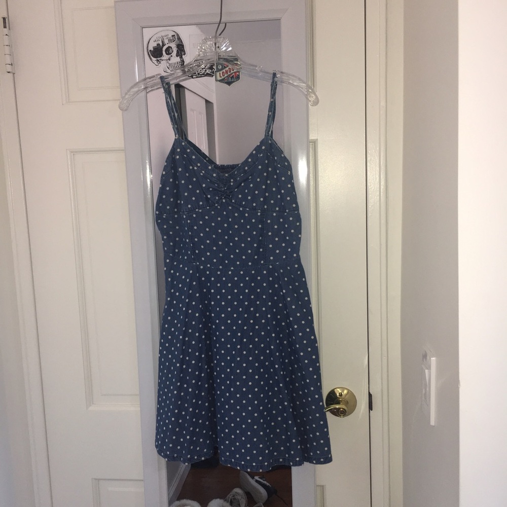 Blue & White Polka Dot Skater Dress