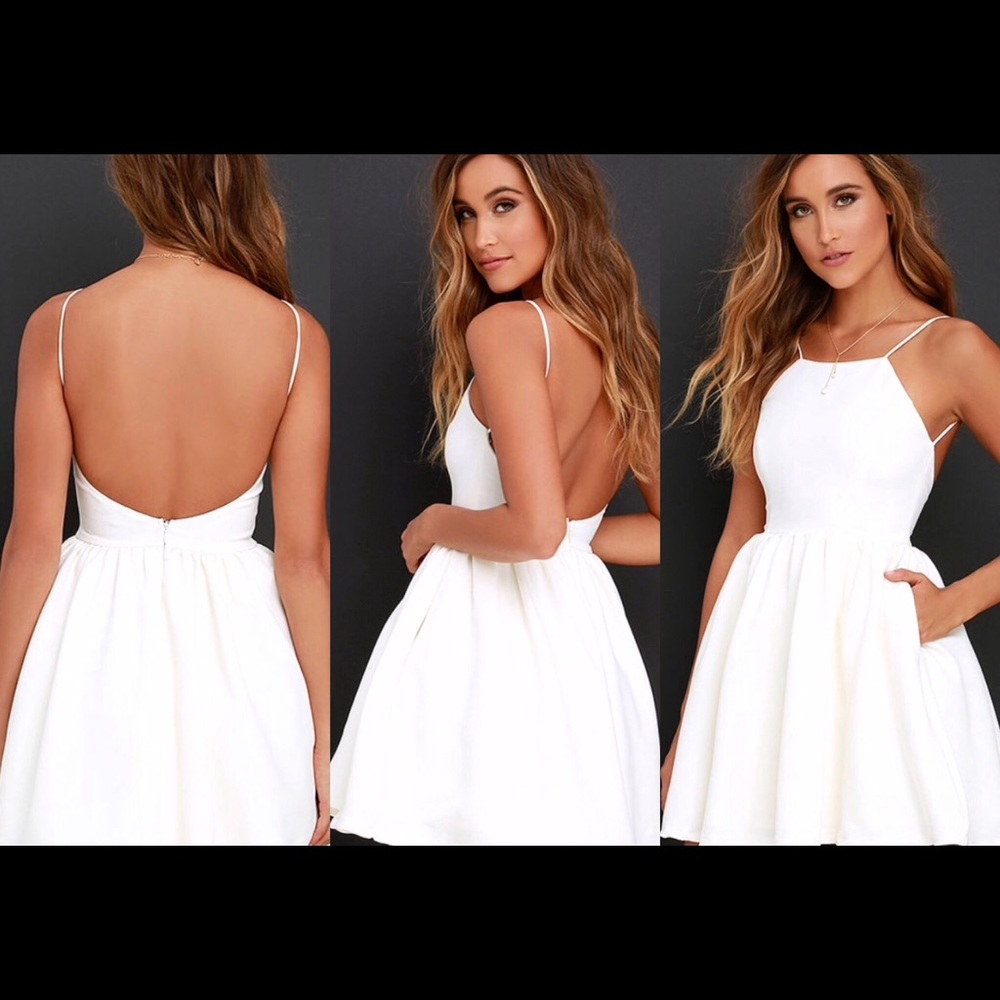 White Open Back Short Dress