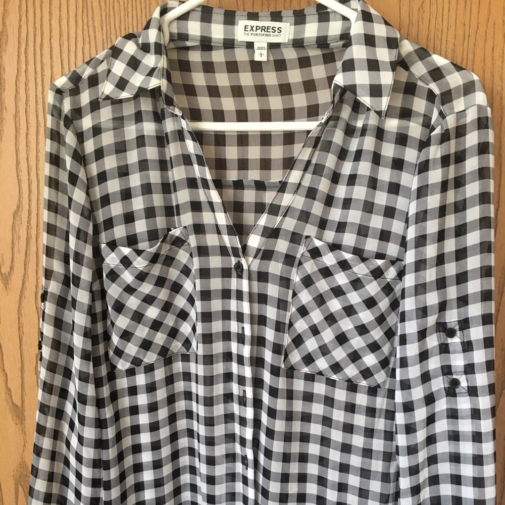 Sheer black gingham shirt