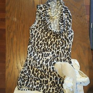 M scoop neck cheetah print tank