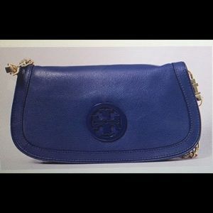 Tory Burch Amanda Logo Leather Flap Clutch Bag