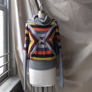 Double Zero geometric dolman sleeve sweater.