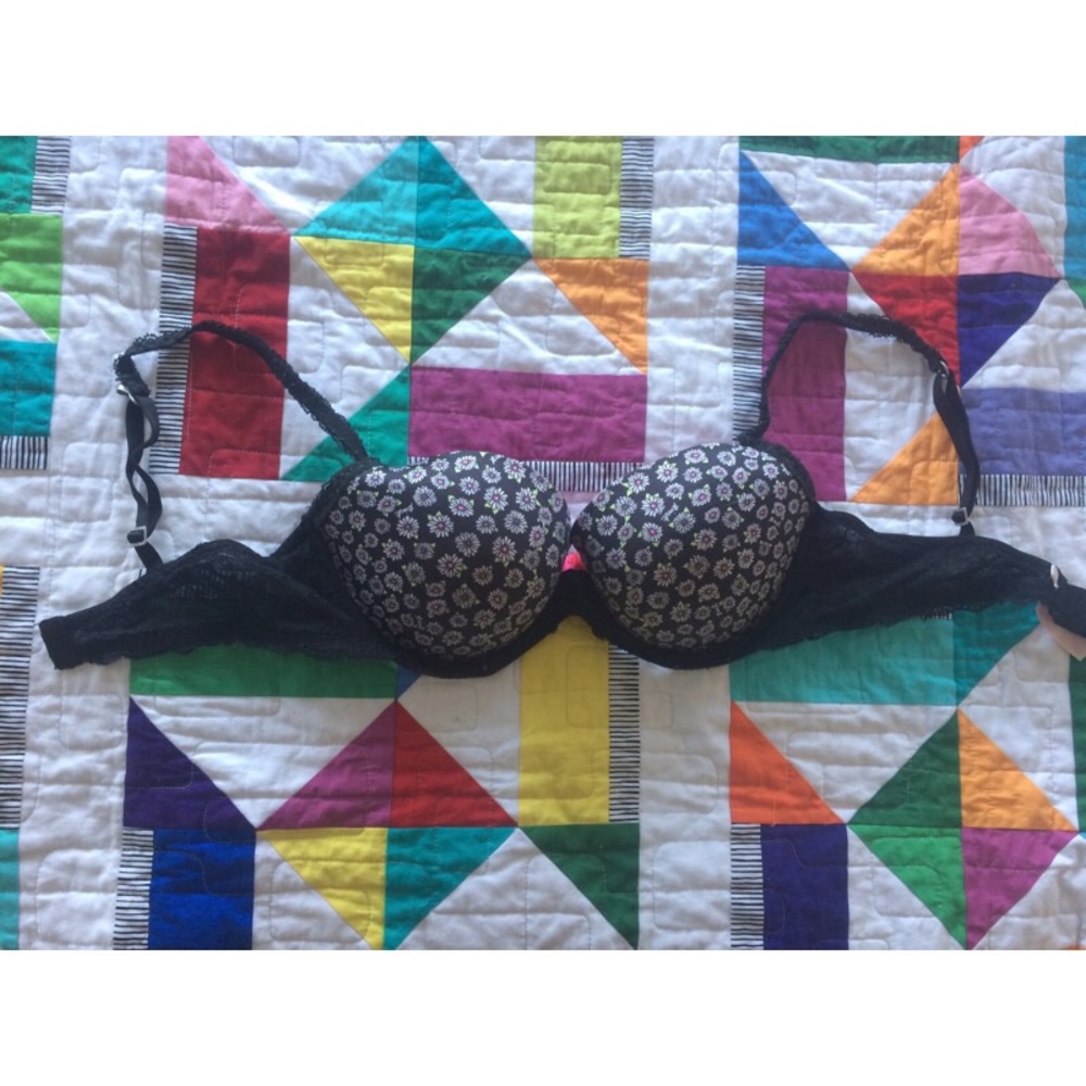 Black Floral VS Pink Push-Up Bra