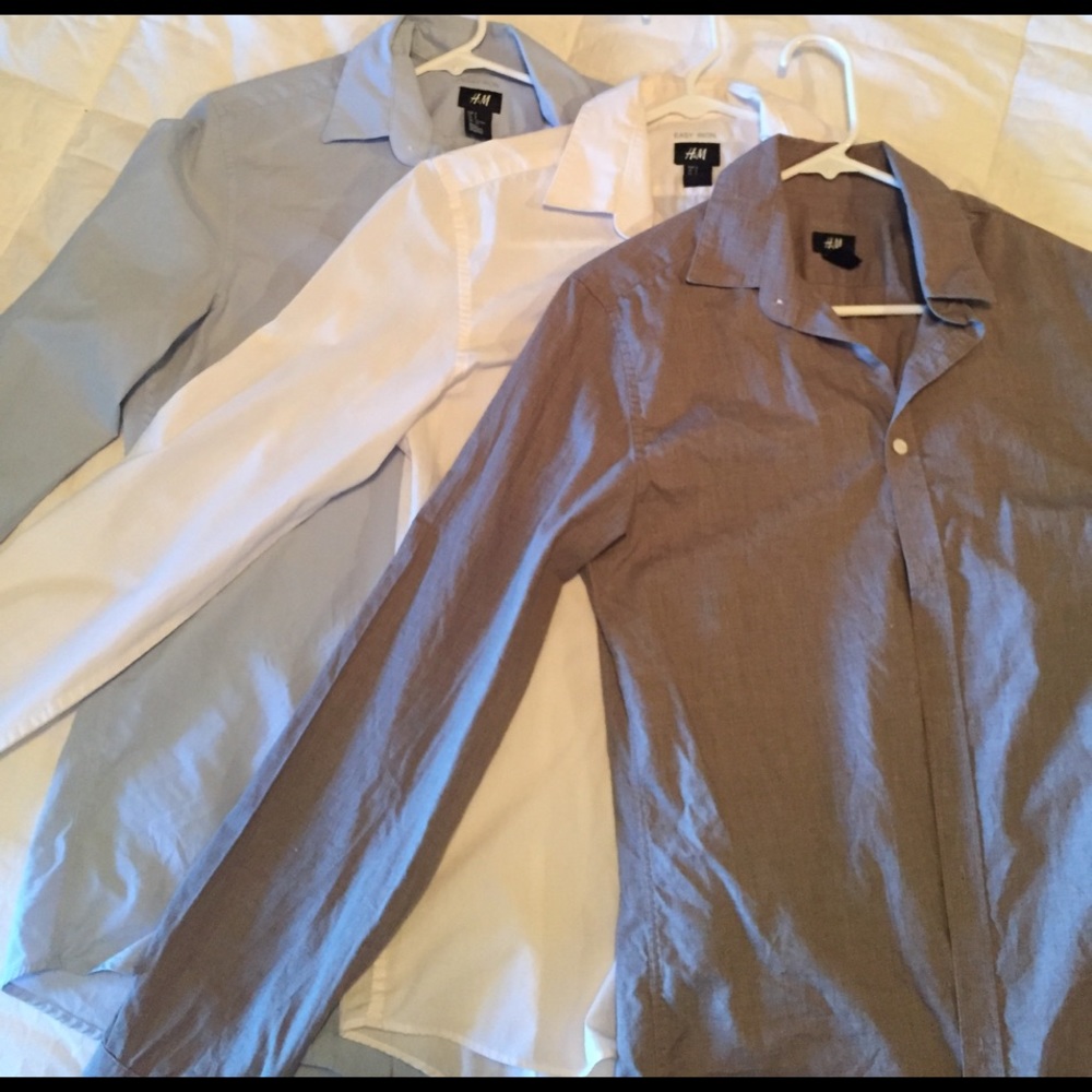 H&M Easy Iron Button Down Dress Shirts Men's Small