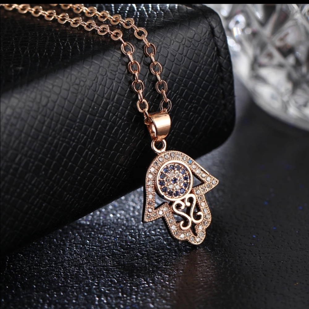 Rose Gold Plated Hamsa Hand Necklace