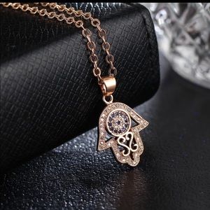 Rose Gold Plated Hamsa Hand Necklace