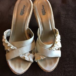 White summer wedges.