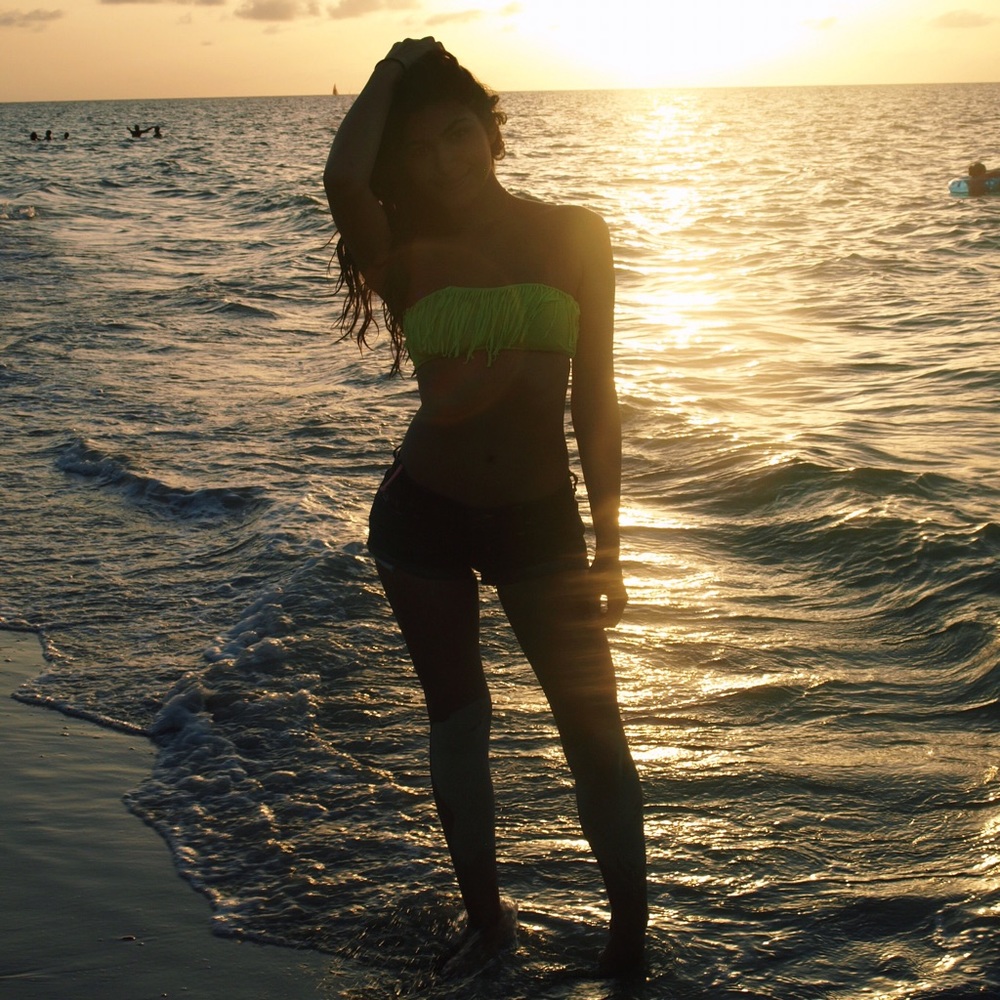 Fringe bikini top lime green
