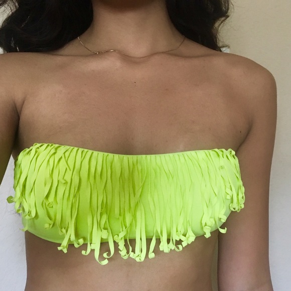 Fringe bikini top lime green - Picture 2 of 6