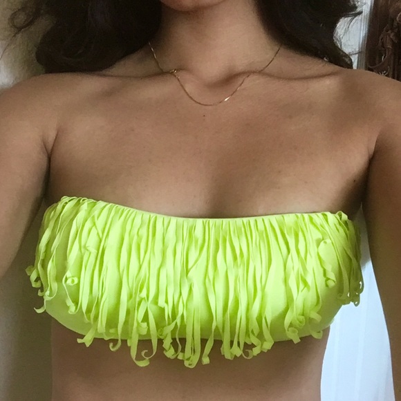 Fringe bikini top lime green - Picture 3 of 6