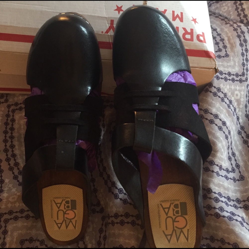 Maguba leather sandal/clogs. 2 inch heel, Size 40