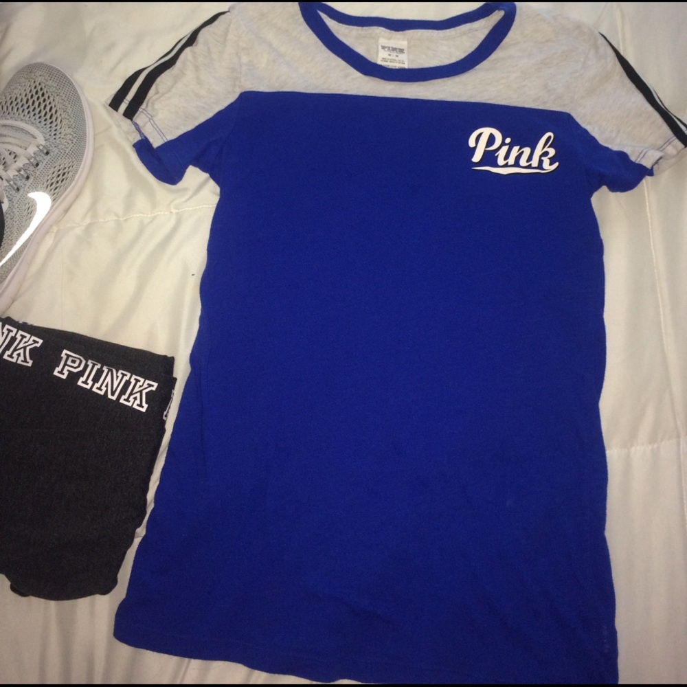 Blue sporty PINK t-shirt