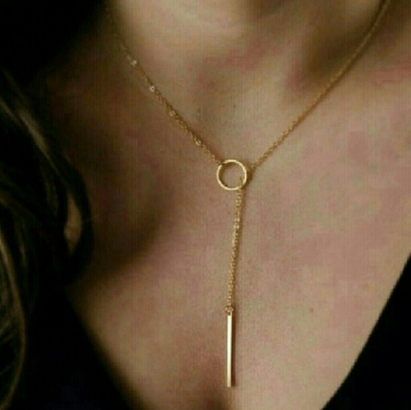 Boutique Jewelry - Brand New Gold Dainty Circle and Bar Necklace
