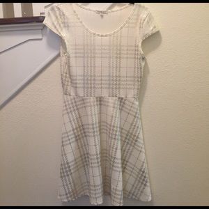 Charlotte Russe White and Gold Plaid Dress