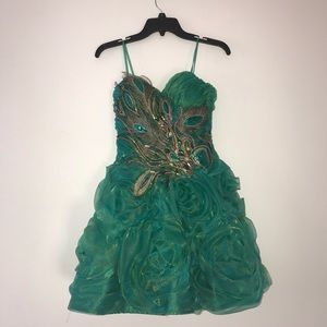 Peacock Party Dress by Dave & Johnny