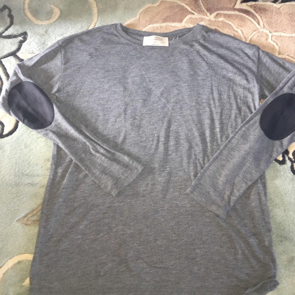ZARA grey elbow patch top size S