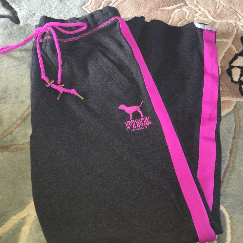 PINK VICTORIAS SECRET pink and grey campus sweats