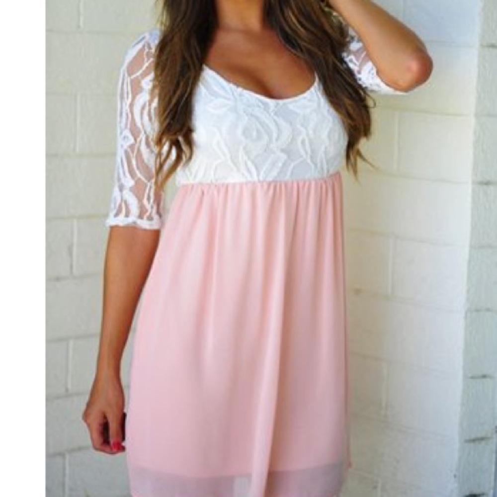 Light Peach Lovely Lace Dress