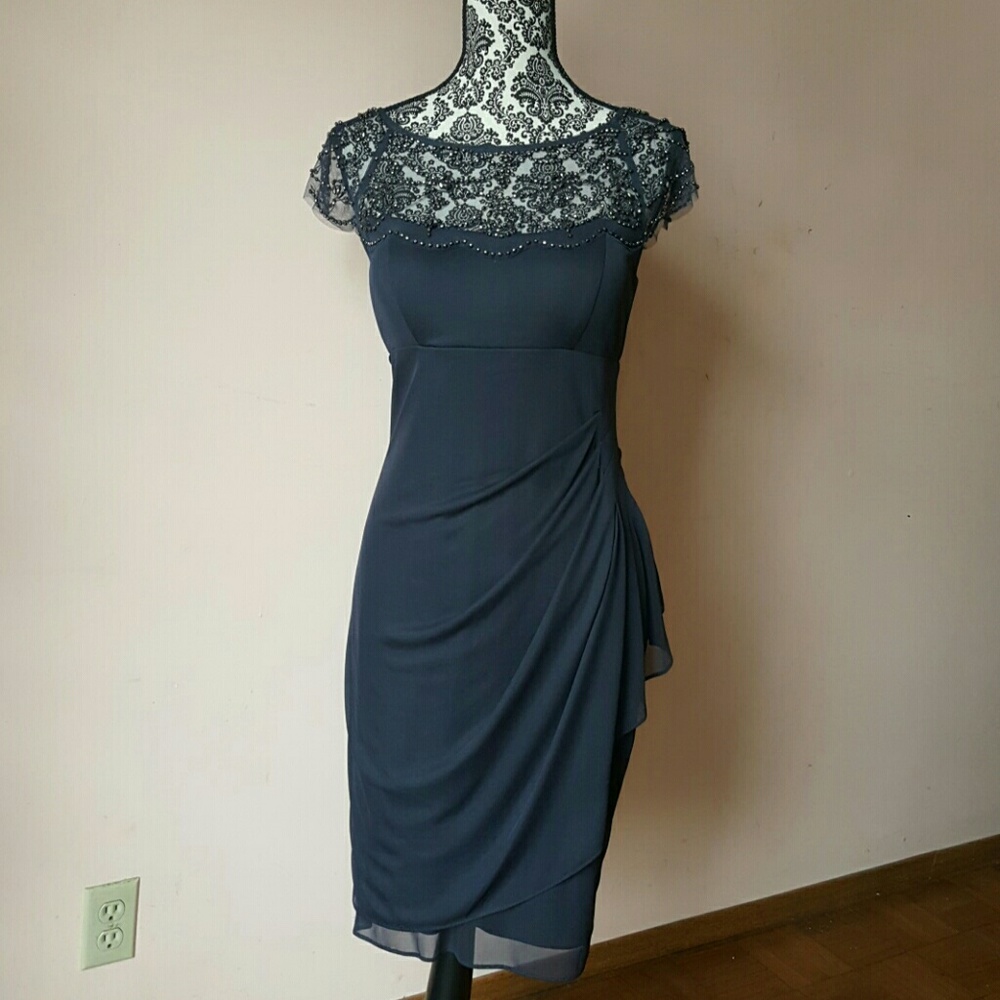 Navy beaded cocktail dress