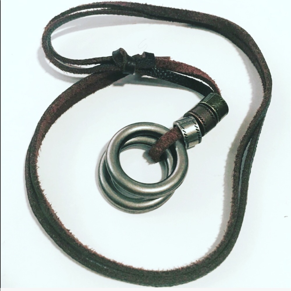 🆕Leather Adjustable Double Circle Pendant