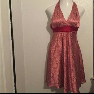 Red and White Polka Dot Satin Dress