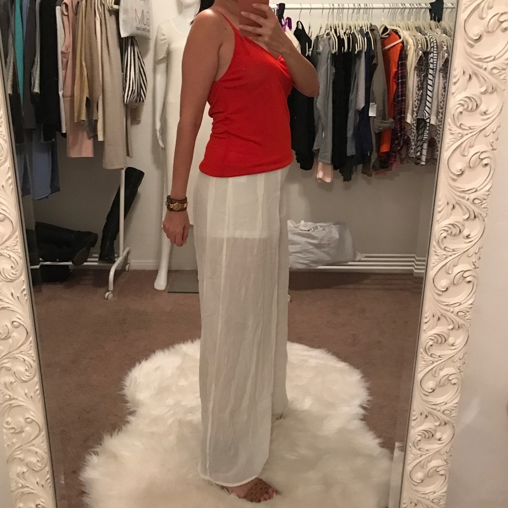 High Waisted White Palazzo Pants - Picture 6 of 8