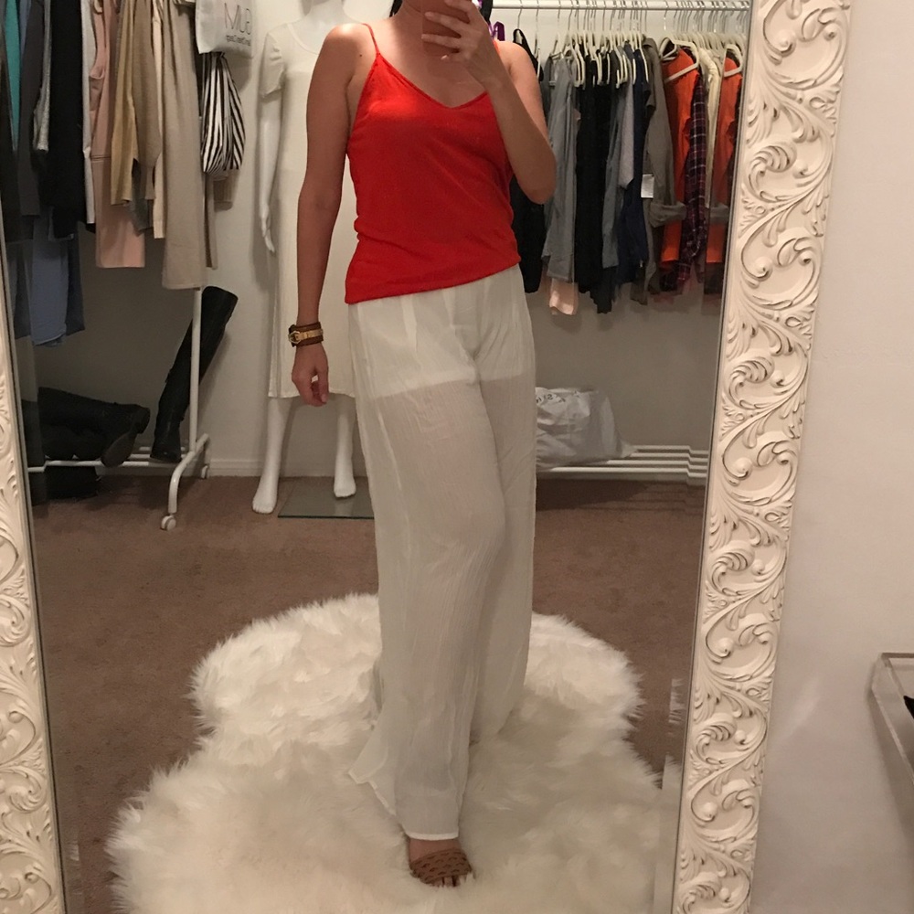 High Waisted White Palazzo Pants - Picture 5 of 8