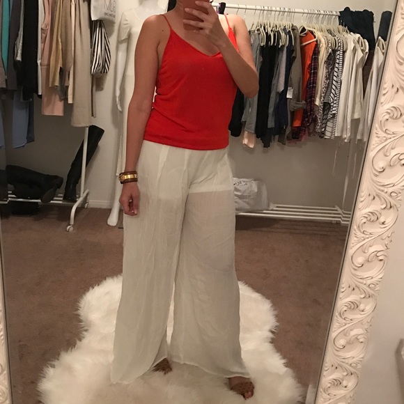 High Waisted White Palazzo Pants - Picture 7 of 8