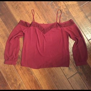 Long sleeve, cold shoulder blouse