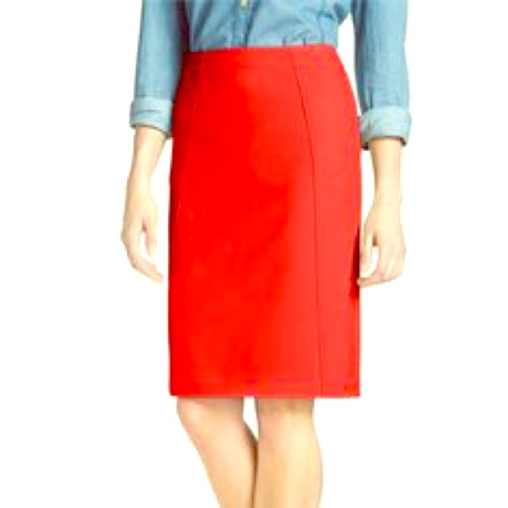 Red a-line pencil work skirt
