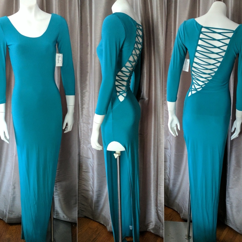 Jade Lattice Back Maxi Dress