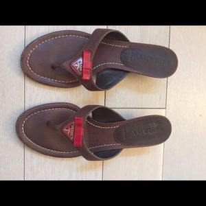 Prada logo kitten heeled sandals